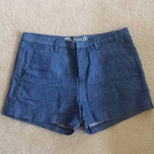Madewell Chambray Pleated Shorts